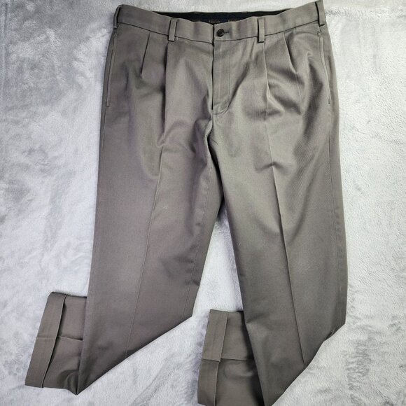Brooks Brothers Pants Mens 37 x 30 Gray Advantage Eilliot Pleated Cotton Office - Picture 1 of 11